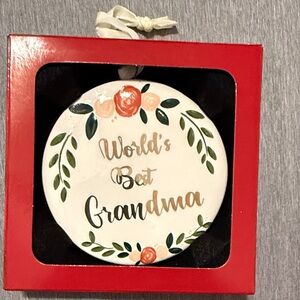 St. Nicholas Square World's Best Grandma Ornament - Red and Green